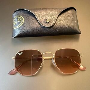 Ray-Ban Gold Frame Sunglasses with pink/brown gradient Lenses